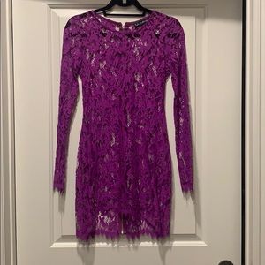 NWT fitted purple lace dress full back zip